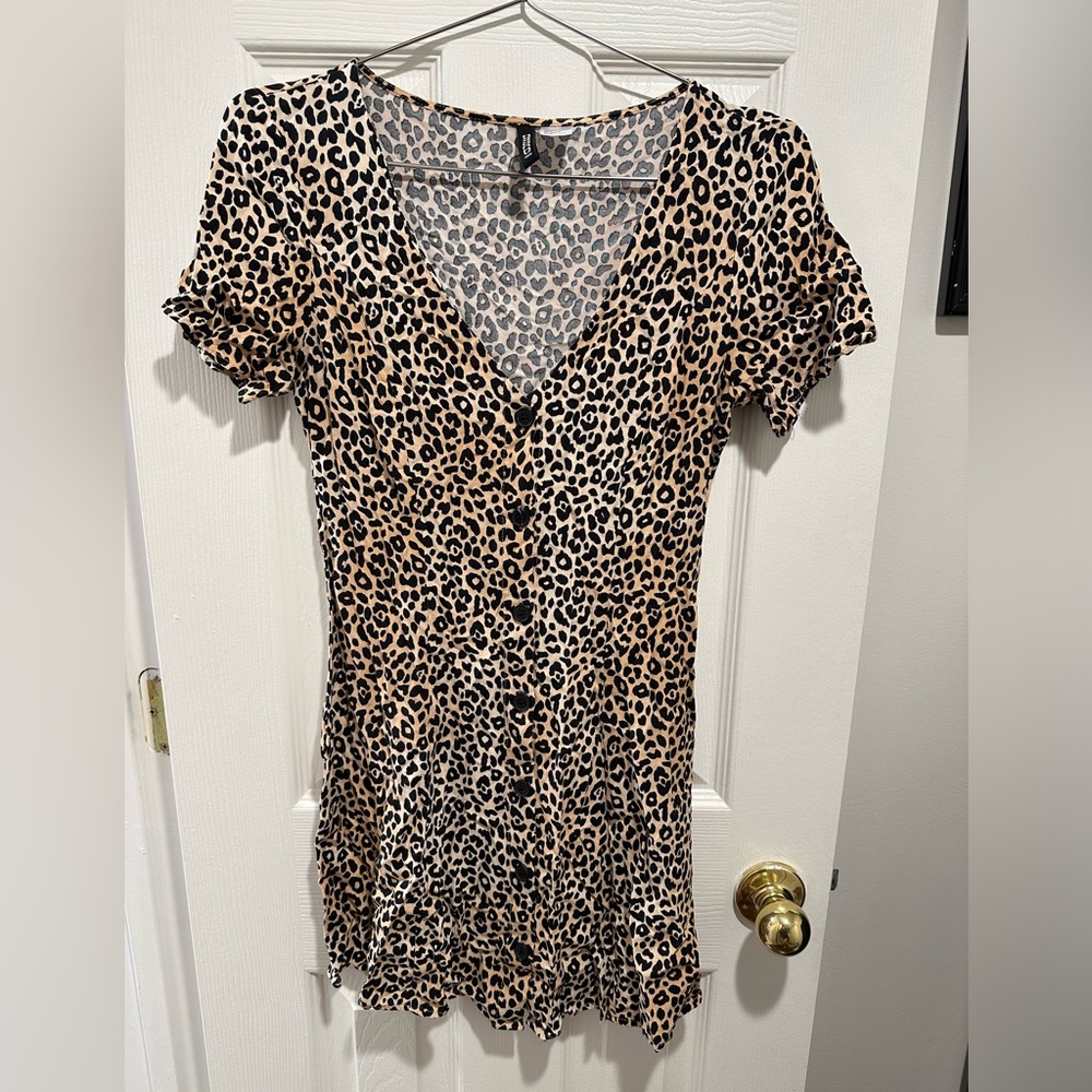 Leopard Mini Button Up Dress